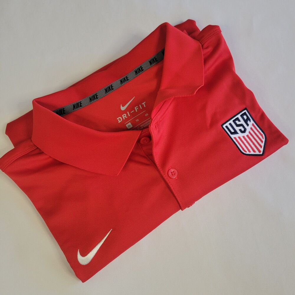 Mens XL Nike Dri-Fit Olympics Team USA Red Varsity Polo Shirt Basketball Soccer - Picture 13 of 16